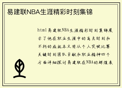 易建联NBA生涯精彩时刻集锦